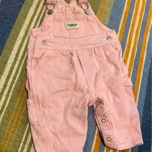 Oshkosh Pink Pinstripe Overalls 3-6M